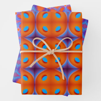 Orange and Blue Back to the 70s  Wrapping Paper Sheets