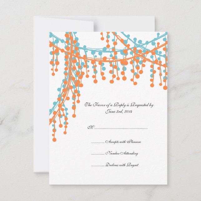 Orange and Blue Beaded Wedding Invitation RSVP (Front)