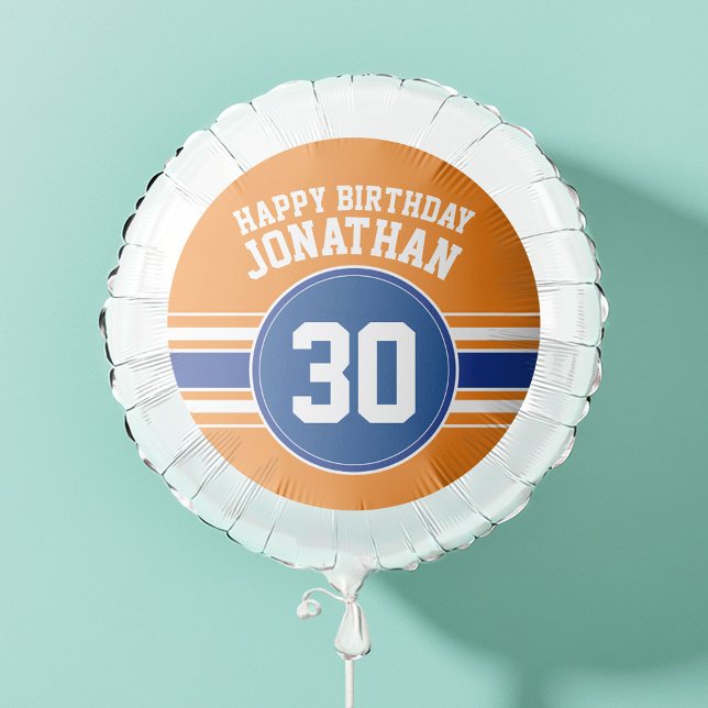 Orange and Blue Birthday Sports Theme Balloon (Custom Mylar Balloon)