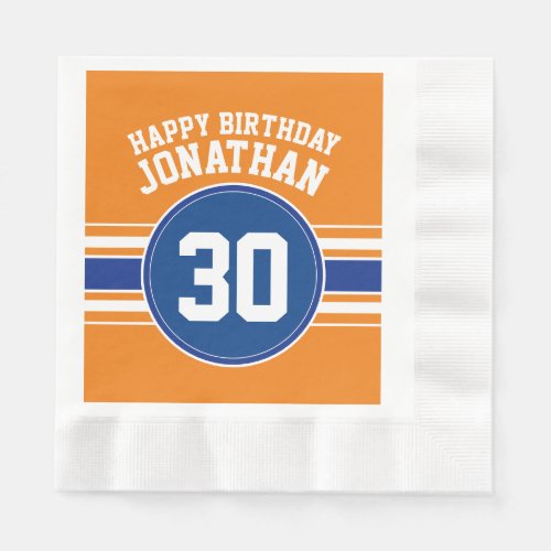 Orange and Blue Birthday Sports Theme Napkins