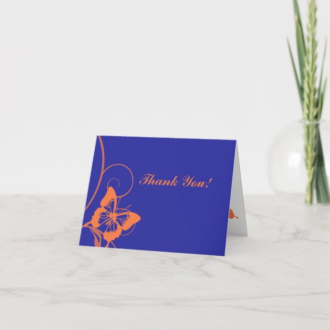 Orange and Blue Butterfly Thank You Card (Front)