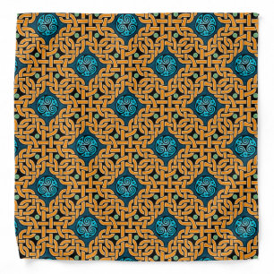 Orange and Blue Celtic Knotwork Bandana