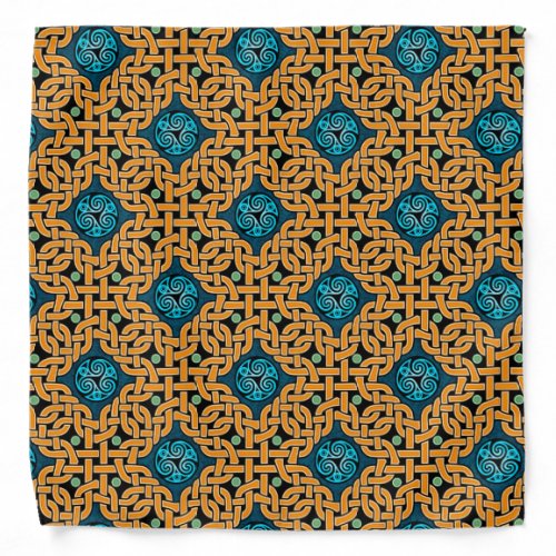 Orange and Blue Celtic Knotwork Bandana