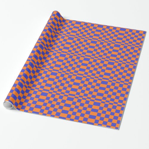 Orange and Blue Checkers Wrapping Paper