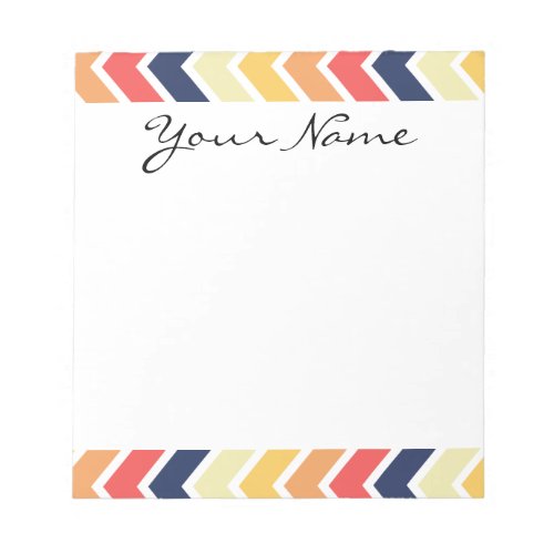 Orange And Blue Chevron Geometric Designs Color Notepad