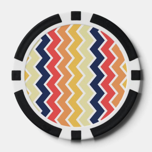 Orange And Blue Chevron Geometric Designs Color Poker Chips