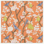 Orange and Blue Chinoiserie Birds Fabric