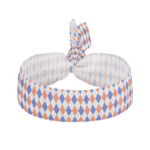 Orange and Blue Classic Diamond Argyle Pattern Elastic Hair Tie