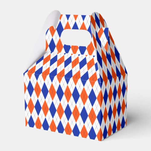 Orange and Blue Classic Diamond Argyle Pattern Favor Boxes