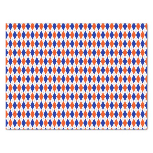 Orange and Blue Classic Diamond Argyle Pattern Tissue Paper