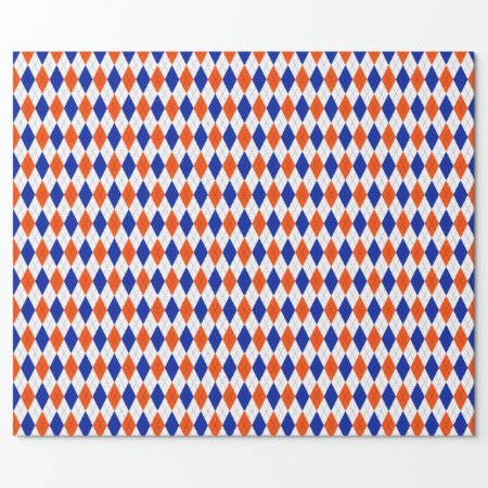 Orange And Blue Classic Diamond Argyle Pattern Wrapping Paper
