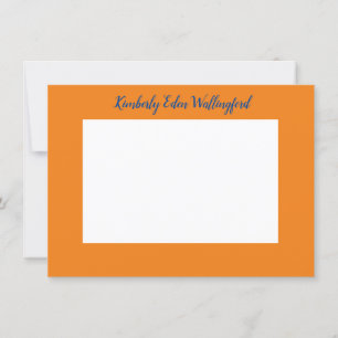 Orange and Blue Classic Personalized Flat Note Invitation
