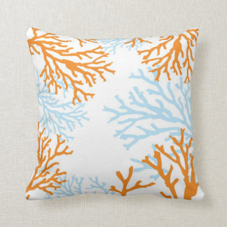 Orange and Blue Coral Pillow