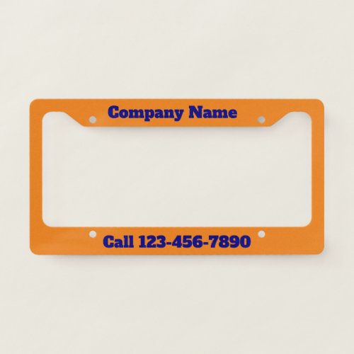 Orange and Blue Create Your Own Marketing License Plate Frame