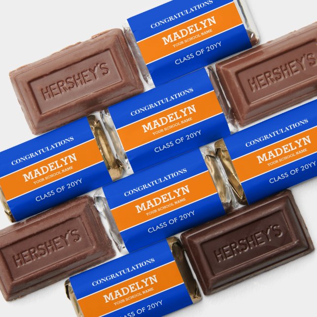 Orange and Blue Custom Graduation Hershey's Miniat Miniatures (Assorted)