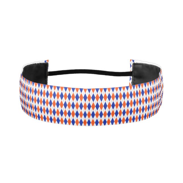 Orange and Blue Diamond Argyle Athletic Headband (Front)