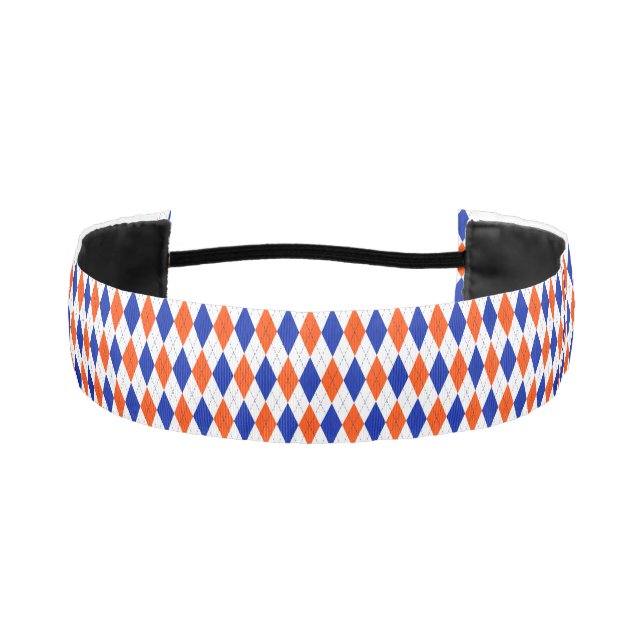 Orange and Blue Diamond Argyle Athletic Headband (Front)