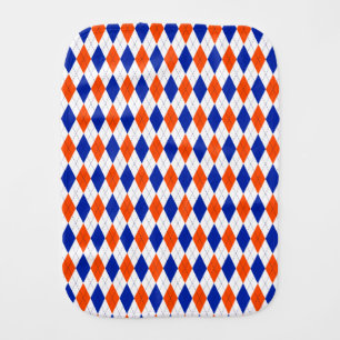 Orange and Blue Diamond Argyle Baby Burp Cloth