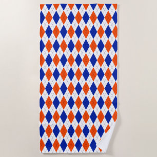 Orange and Blue Diamond Argyle Beach Towel
