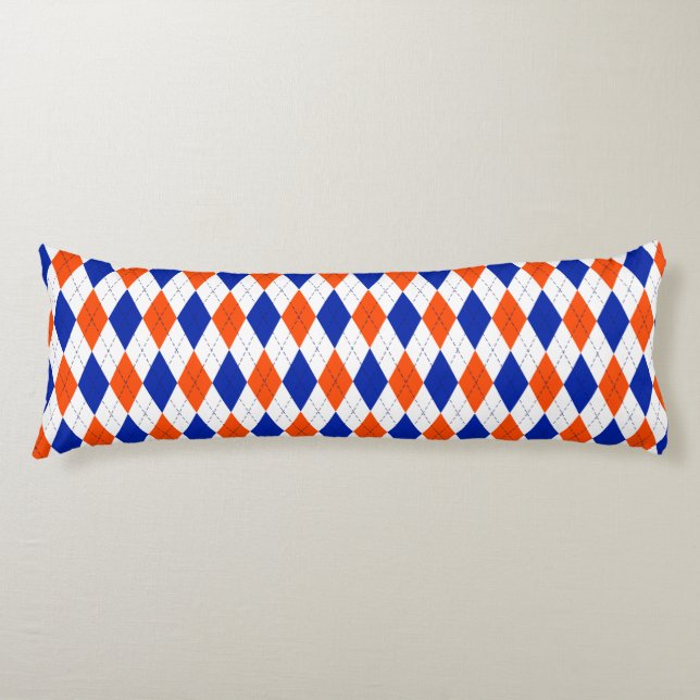 Orange and Blue Diamond Argyle Body Pillow (Front)