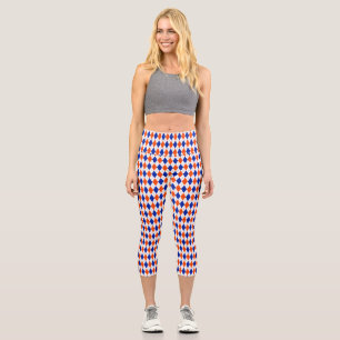 Orange and Blue Diamond Argyle Capri Leggings