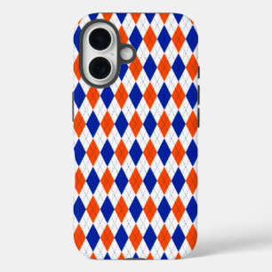 Orange and Blue Diamond Argyle iPhone 16 Case