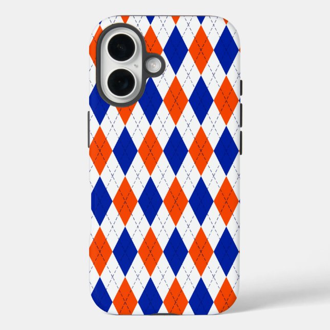 Orange and Blue Diamond Argyle Case-Mate iPhone Case (Back)