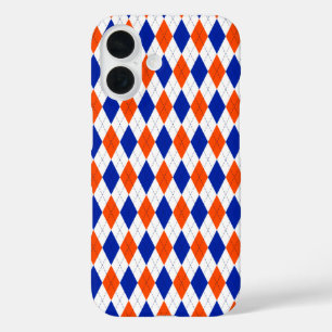 Orange and Blue Diamond Argyle  iPhone 16 Case