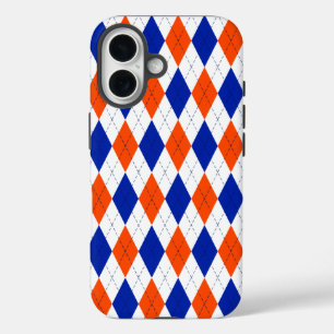 Orange and Blue Diamond Argyle iPhone 16 Case
