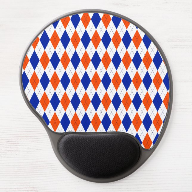 Orange and Blue Diamond Argyle Gel Mouse Pad (Front)