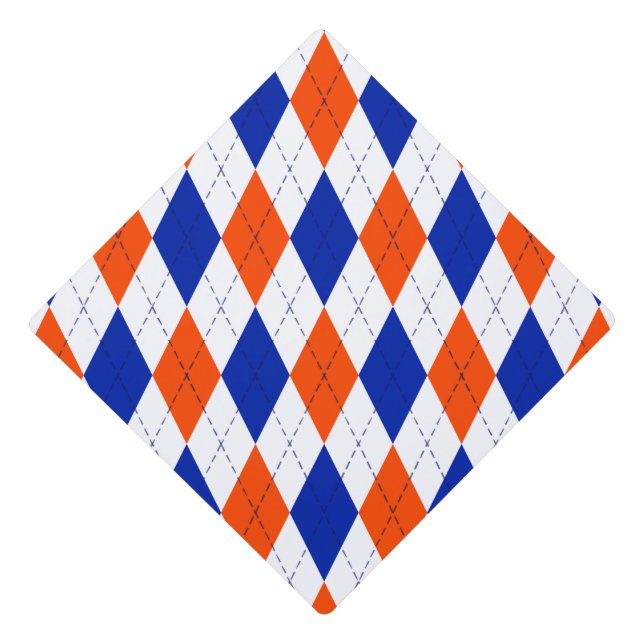 Orange and Blue Diamond Argyle  Graduation Cap Topper (Front)