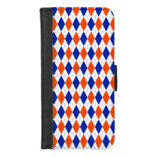 Orange and Blue Diamond Argyle  iPhone 8/7 Wallet Case