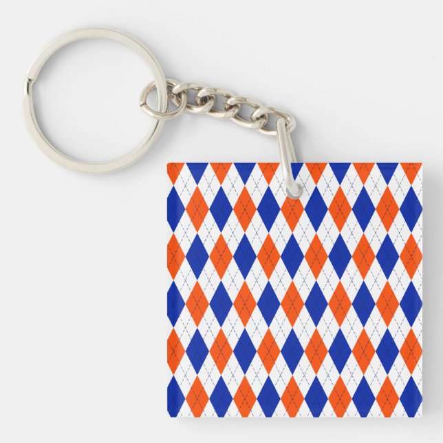 Orange and Blue Diamond Argyle Keychain (Front)
