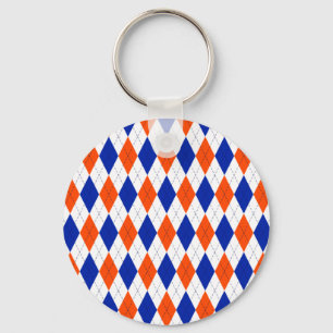Orange and Blue Diamond Argyle Keychain