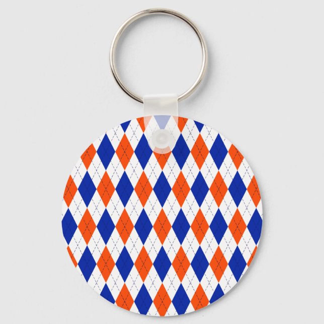 Orange and Blue Diamond Argyle Keychain (Front)