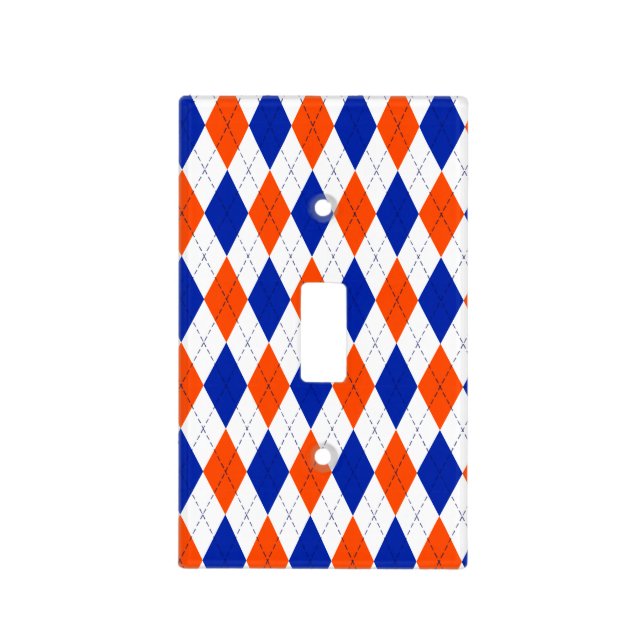 Orange and Blue Diamond Argyle Light Switch Cover (Front)