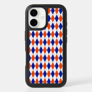 Orange and Blue Diamond Argyle iPhone 16 Case