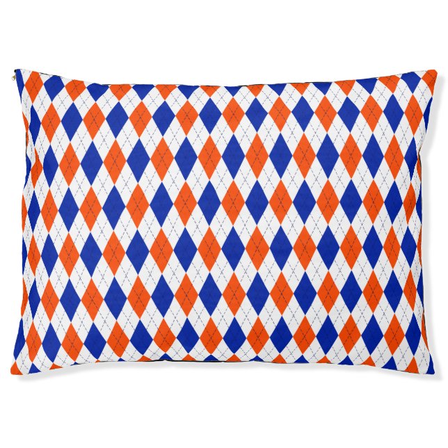Orange and Blue Diamond Argyle Pet Bed (Front)