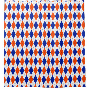 Orange and Blue Diamond Argyle Shower Curtain