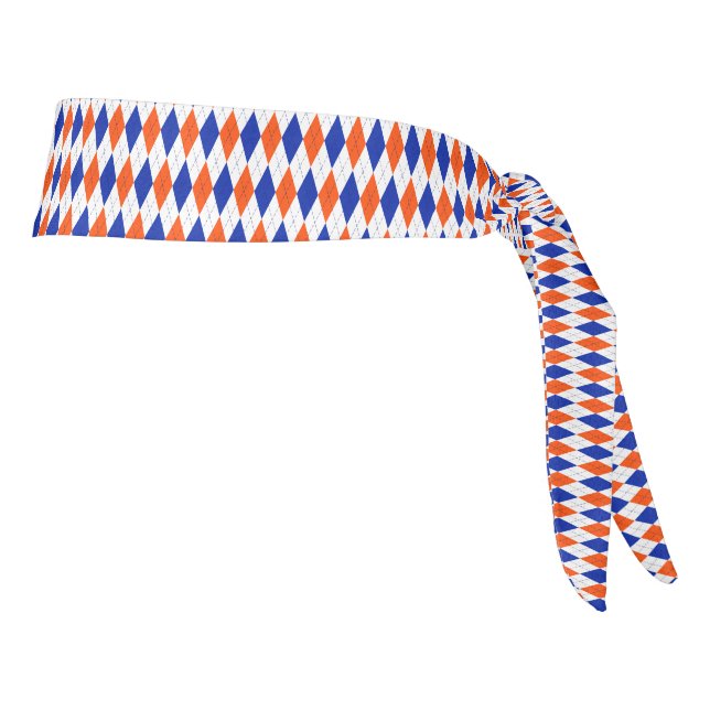 Orange and Blue Diamond Argyle Tie Headband (Rotate 90)