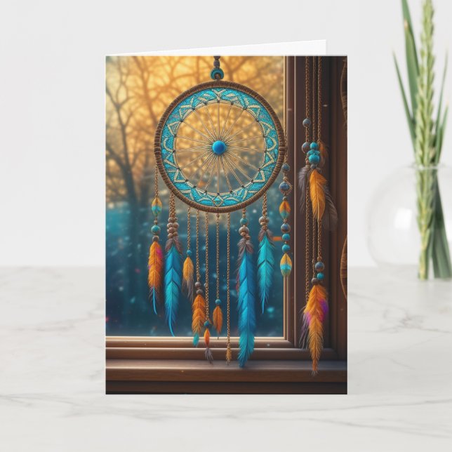Orange and Blue Dreamcatcher in a Desert Window Card (Front)