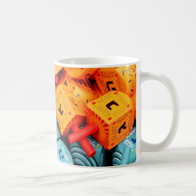 Orange and Blue Dreidels Coffee Mug (Right)