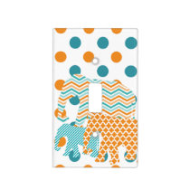 Orange and Blue Elephants  Light Switch Cover