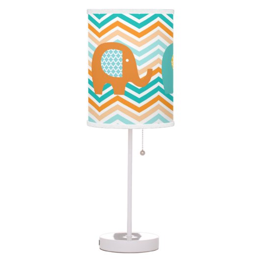 Orange and Blue Elephants Table Lamp (Left)