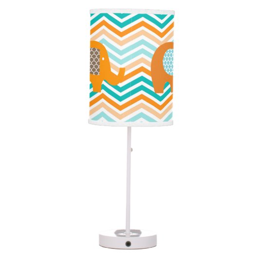 Orange and Blue Elephants Table Lamp (Back)