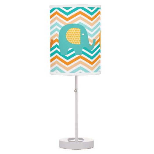 Orange and Blue Elephants Table Lamp (Front)