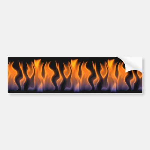 Orange and Blue Flames on a Black Background Bumper Sticker