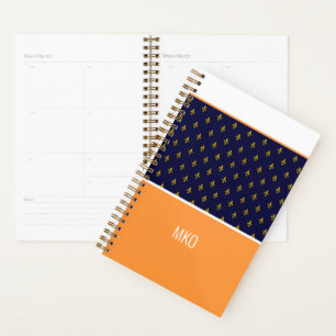 Orange and Blue Fleur-de-lis Planner