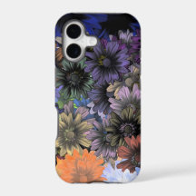 Orange and blue floral