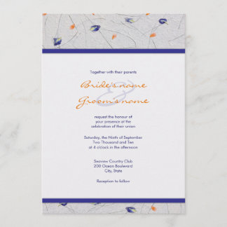 Orange and Blue Flower Petal Wedding Invitations
